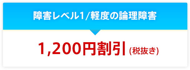 障害レベル1/軽度の論理障害 1,200円割引(税抜き)